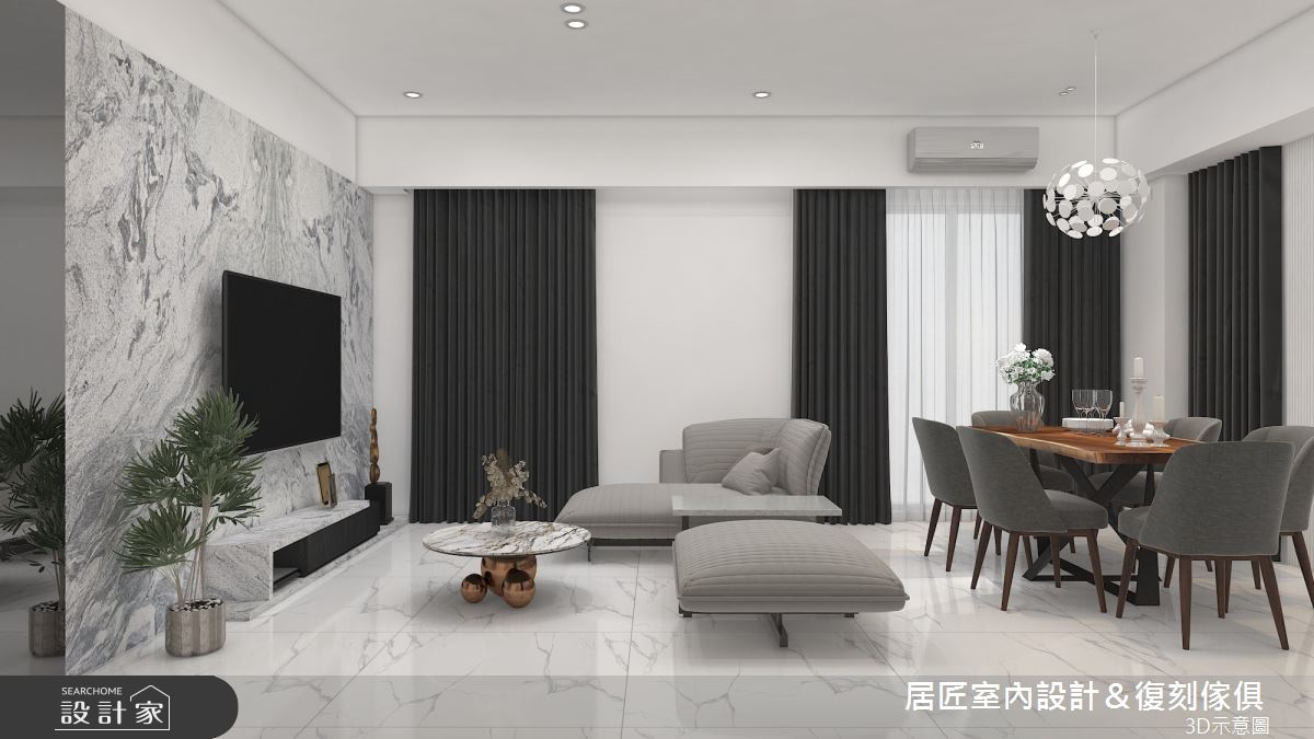 30坪新成屋(5年以下)＿現代風客廳餐廳案例圖片＿居匠室內設計＆復刻傢俱＿居匠_23之2