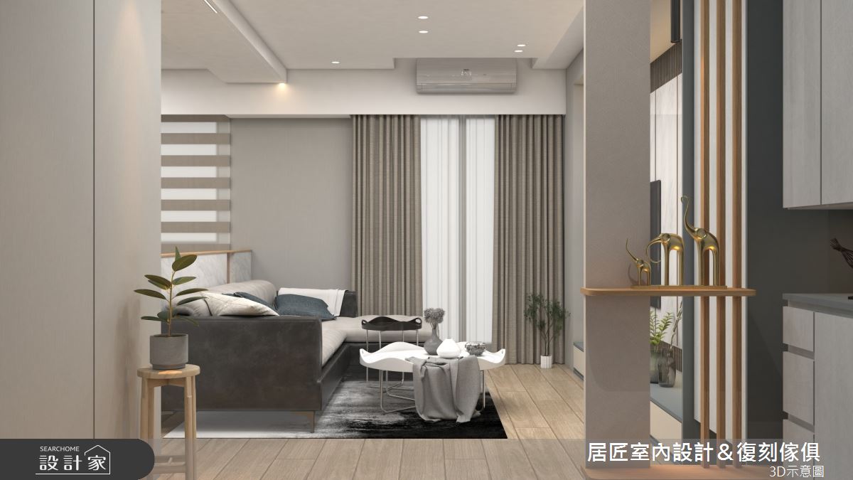 21坪新成屋(5年以下)＿現代風玄關客廳案例圖片＿居匠室內設計＆復刻傢俱＿居匠_49之2