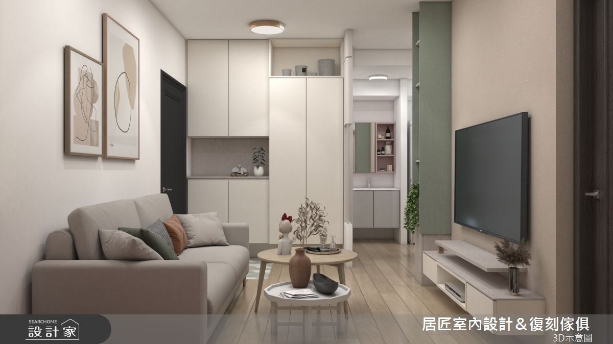 12坪新成屋(5年以下)＿混搭風玄關客廳案例圖片＿居匠室內設計＆復刻傢俱＿居匠_54之3534