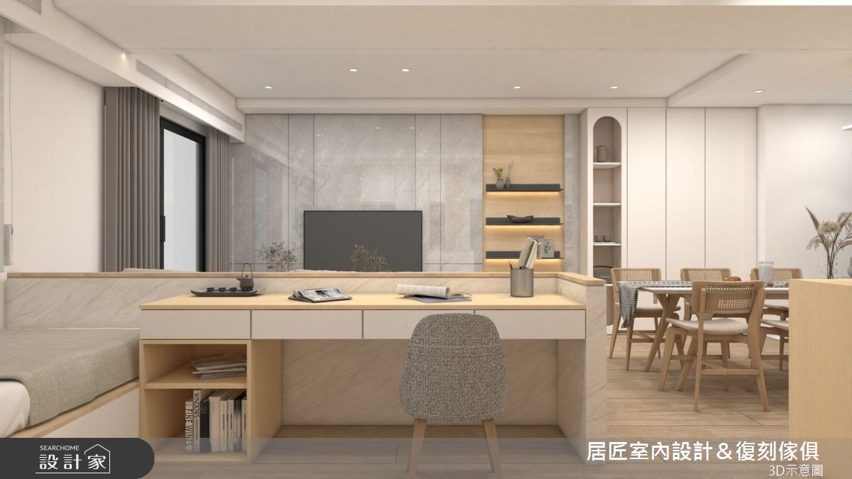 21坪新成屋(5年以下)＿混搭風書房臥榻案例圖片＿居匠室內設計＆復刻傢俱＿居匠_67之6