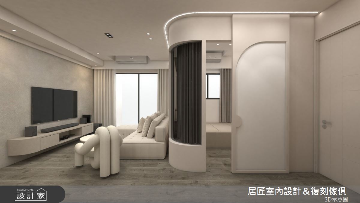 18坪新成屋(5年以下)＿侘寂風客廳書房案例圖片＿居匠室內設計＆復刻傢俱＿居匠_69之4