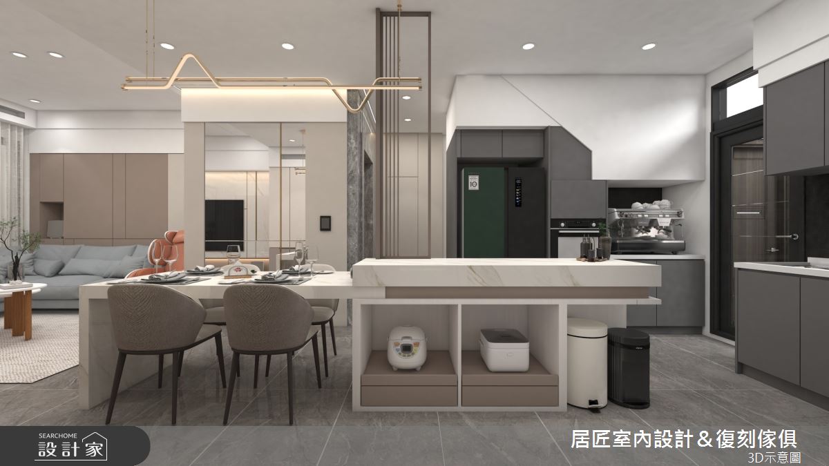 52坪新成屋(5年以下)＿混搭風餐廳中島案例圖片＿居匠室內設計＆復刻傢俱＿居匠_71之4