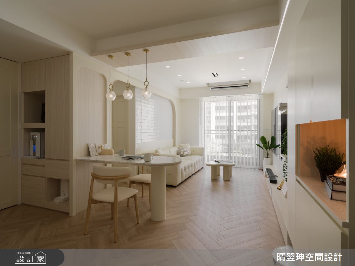 18坪新成屋(5年以下)＿奶油風客廳餐廳案例圖片＿晴翌珅空間設計＿晴翌珅_34_新竹之3