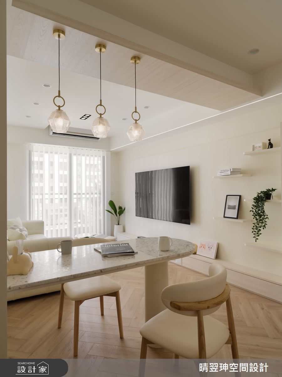 18坪新成屋(5年以下)＿奶油風客廳餐廳案例圖片＿晴翌珅空間設計＿晴翌珅_34_新竹之2