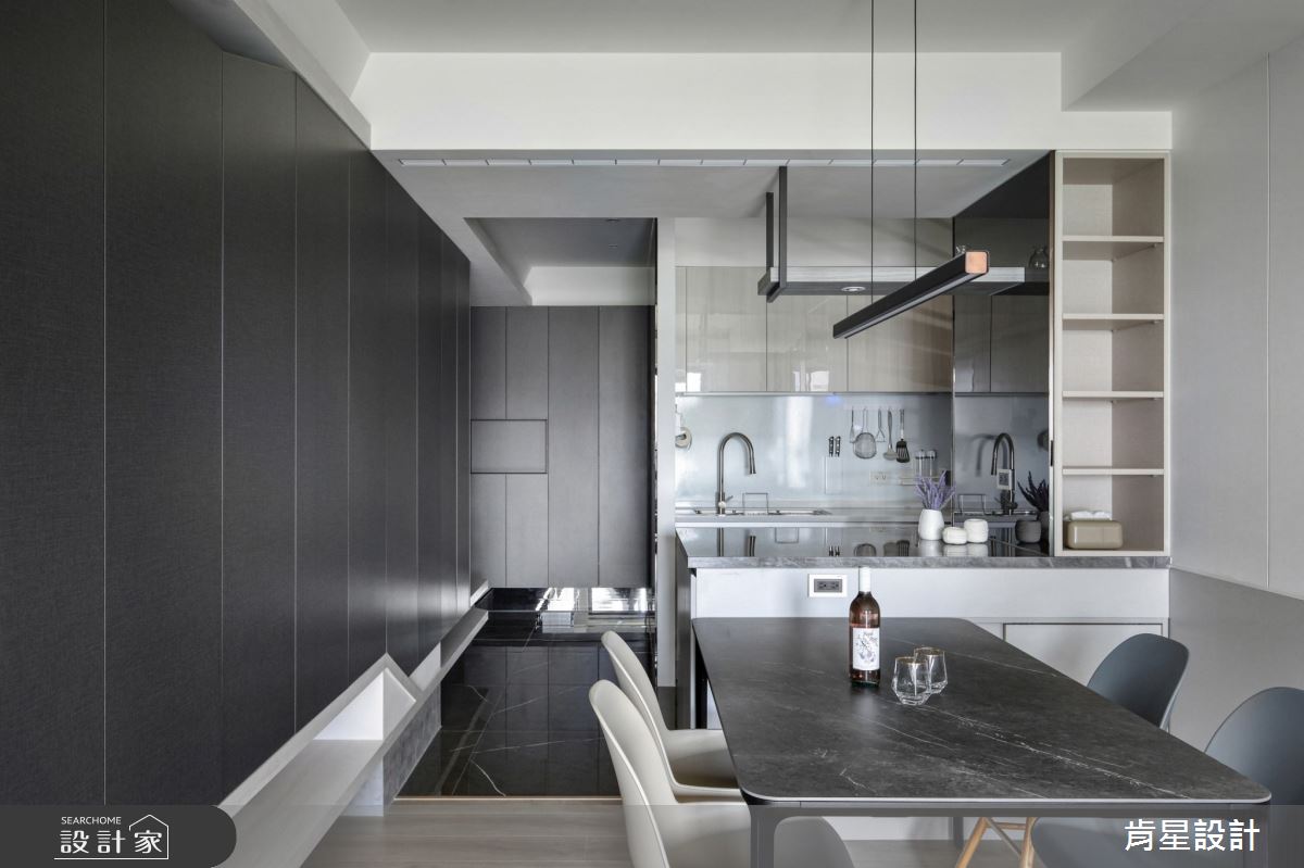 25坪新成屋(5年以下)＿現代風玄關餐廳廚房中島案例圖片＿肯星設計＿肯星_20明度連結lightness link之5