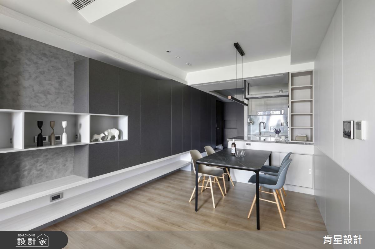 25坪新成屋(5年以下)＿現代風客廳餐廳廚房中島案例圖片＿肯星設計＿肯星_20明度連結lightness link之8