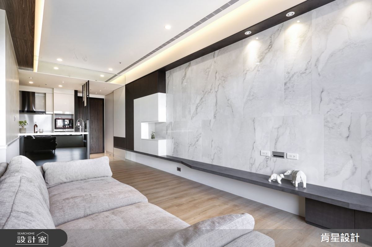 25坪新成屋(5年以下)＿現代風玄關客廳廚房中島案例圖片＿肯星設計＿肯星_21矩形包覆Rectangular wrap之19