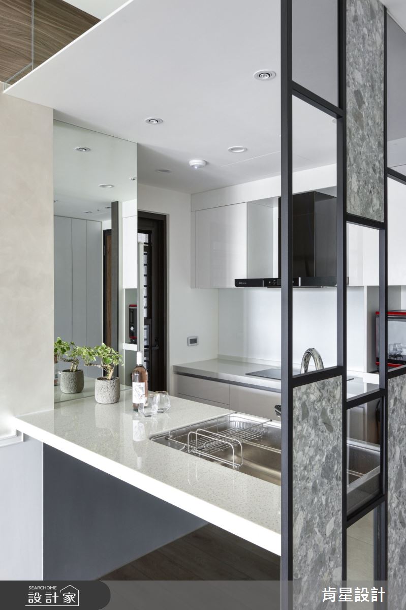 25坪新成屋(5年以下)＿現代風廚房中島案例圖片＿肯星設計＿肯星_21矩形包覆Rectangular wrap之27