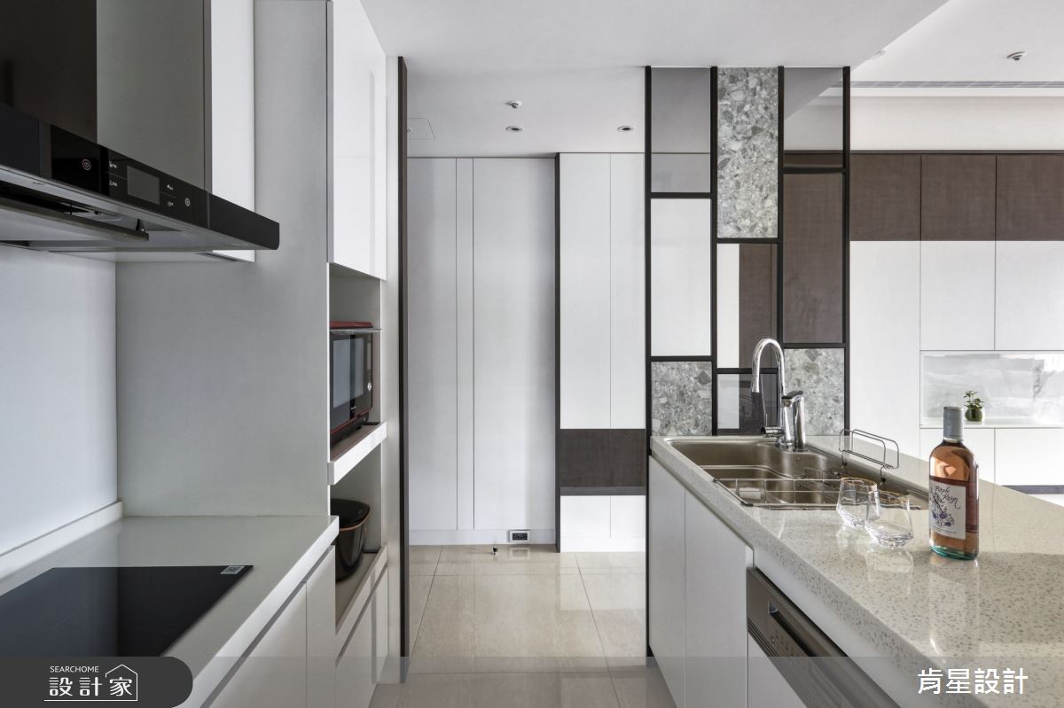 25坪新成屋(5年以下)＿現代風廚房中島案例圖片＿肯星設計＿肯星_21矩形包覆Rectangular wrap之26