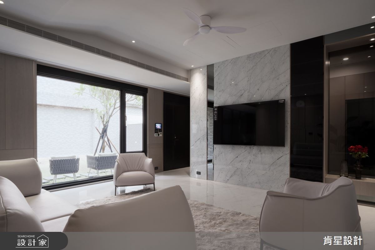 95坪新成屋(5年以下)＿輕奢風客廳庭院案例圖片＿肯星設計＿肯星_23線光Line Light之2