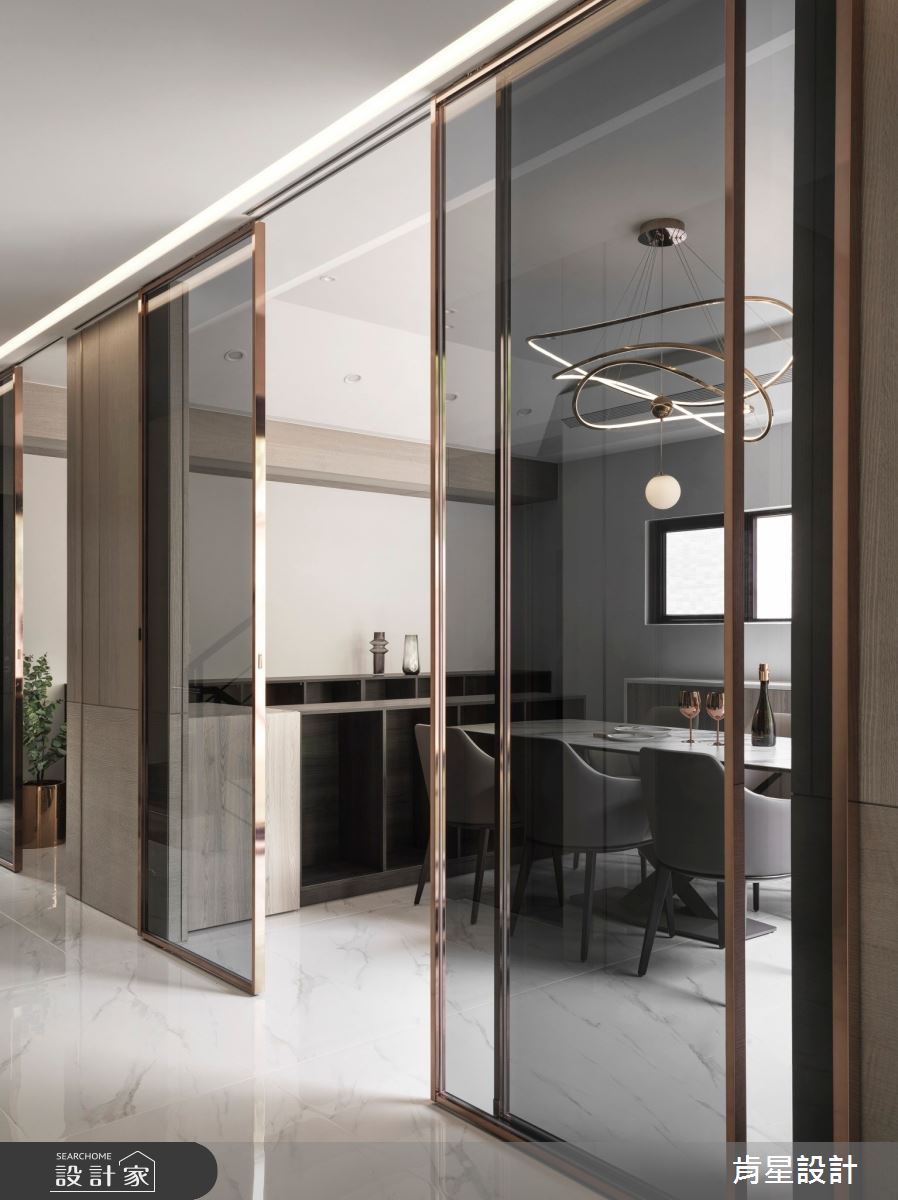 95坪新成屋(5年以下)＿輕奢風餐廳中島案例圖片＿肯星設計＿肯星_23線光Line Light之16