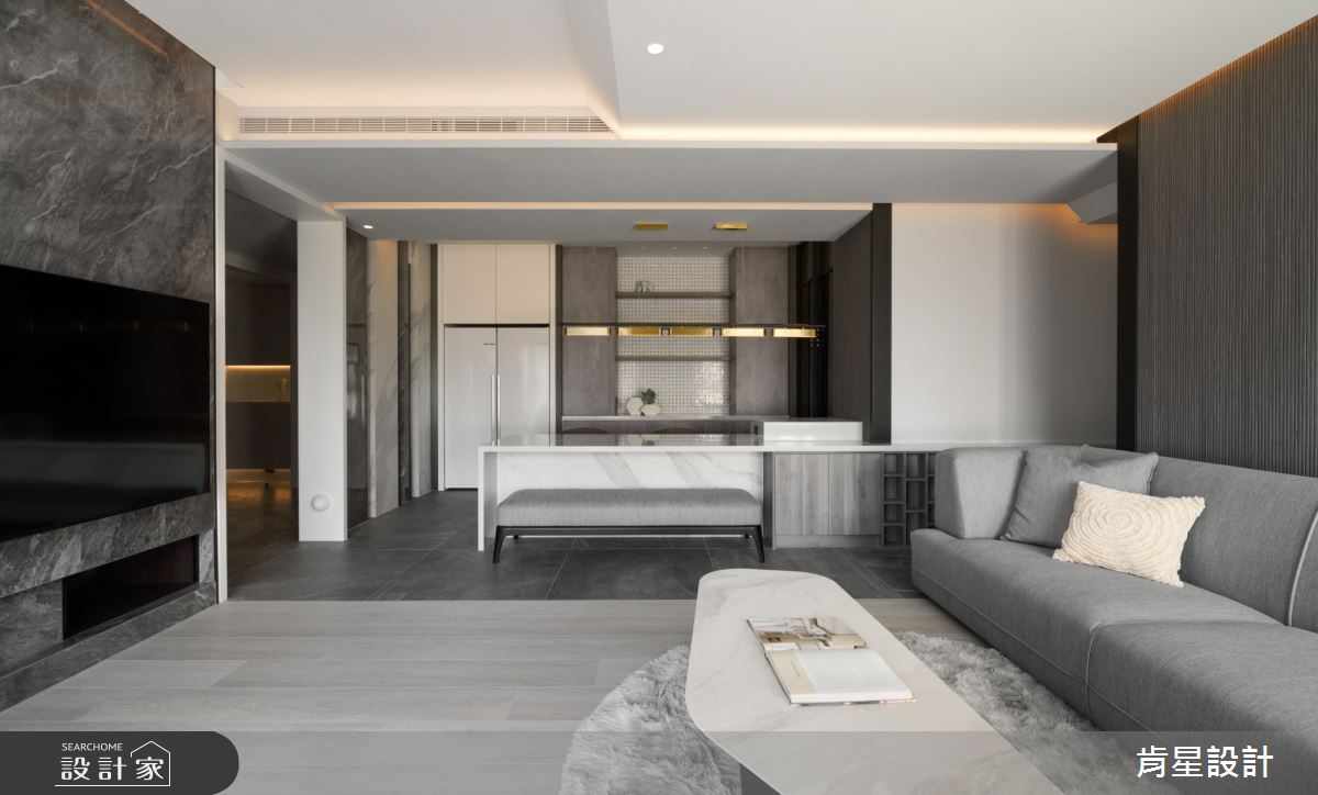 45坪毛胚屋＿現代風客廳餐廳中島案例圖片＿肯星設計＿肯星_26引光Lead The Light之13