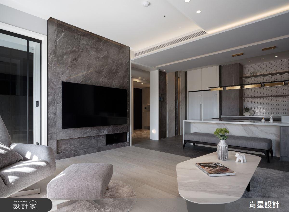 45坪毛胚屋＿現代風客廳餐廳中島案例圖片＿肯星設計＿肯星_26引光Lead The Light之15