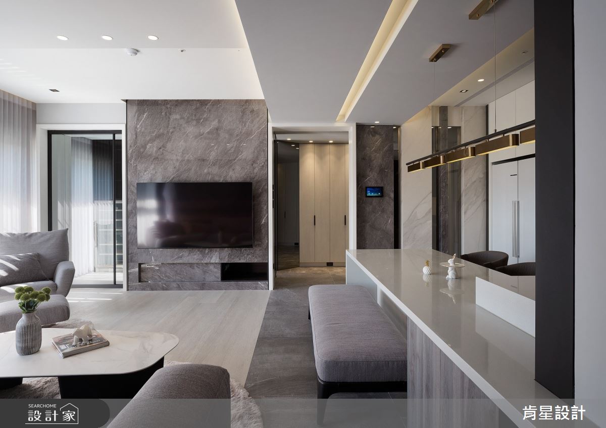 45坪毛胚屋＿現代風客廳餐廳中島案例圖片＿肯星設計＿肯星_26引光Lead The Light之21