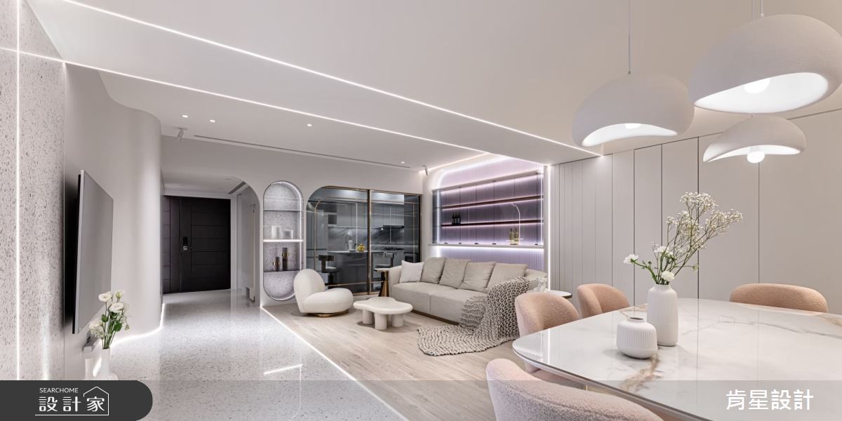 40坪毛胚屋＿侘寂輕奢風玄關客廳餐廳案例圖片＿肯星設計＿肯星_27聖潔天光holy sky之1