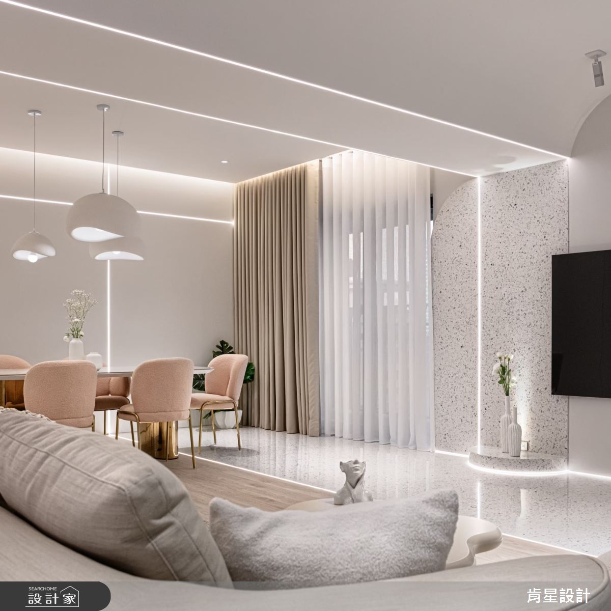 40坪毛胚屋＿侘寂輕奢風客廳餐廳案例圖片＿肯星設計＿肯星_27聖潔天光holy sky之12