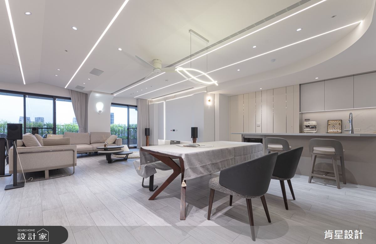 50坪預售屋＿現代輕奢風客廳餐廳中島案例圖片＿肯星設計＿肯星_28銀河七夕Qixi Star River之33