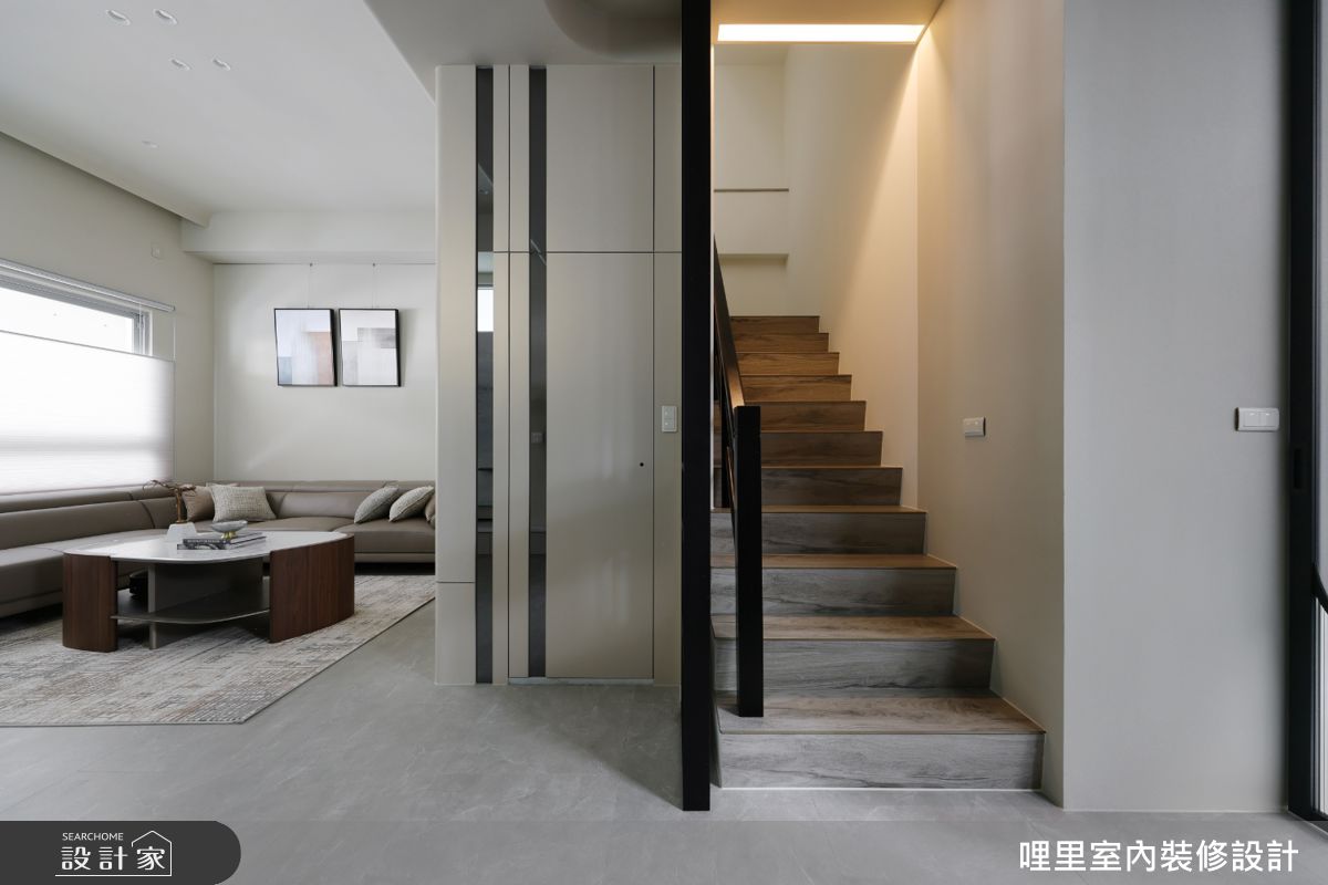 41坪新成屋(5年以下)＿現代簡約風客廳樓梯案例圖片＿哩里室內裝修設計有限公司＿哩里_44.映序之境之12