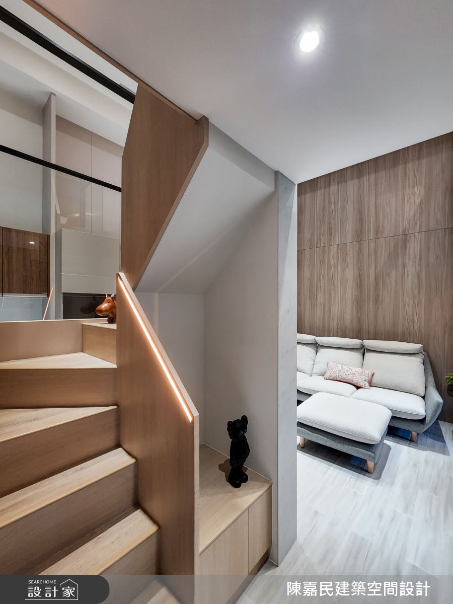 28坪新成屋(5年以下)＿簡約風客廳樓梯案例圖片＿陳嘉民建築空間設計＿陳嘉民_25之16
