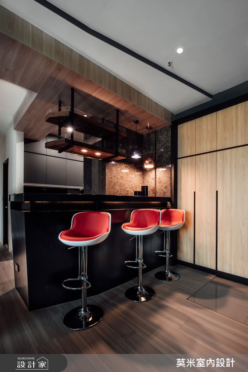 35坪新成屋(5年以下)＿混搭風吧檯案例圖片＿莫米室內設計＿莫米_休閒爵士．明亮藍調之3