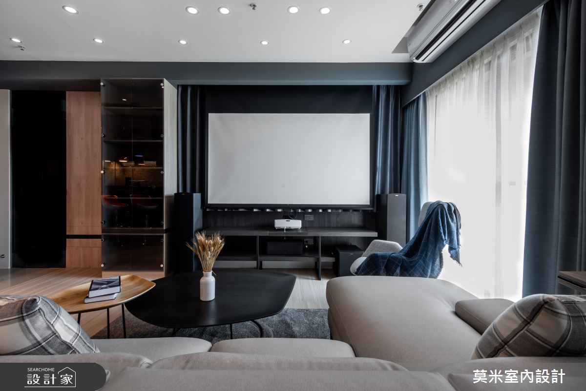 35坪新成屋(5年以下)＿混搭風客廳案例圖片＿莫米室內設計＿莫米_休閒爵士．明亮藍調之5