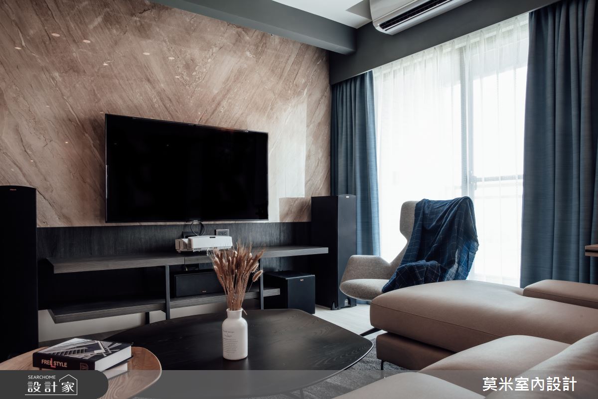 35坪新成屋(5年以下)＿混搭風客廳案例圖片＿莫米室內設計＿莫米_休閒爵士．明亮藍調之6