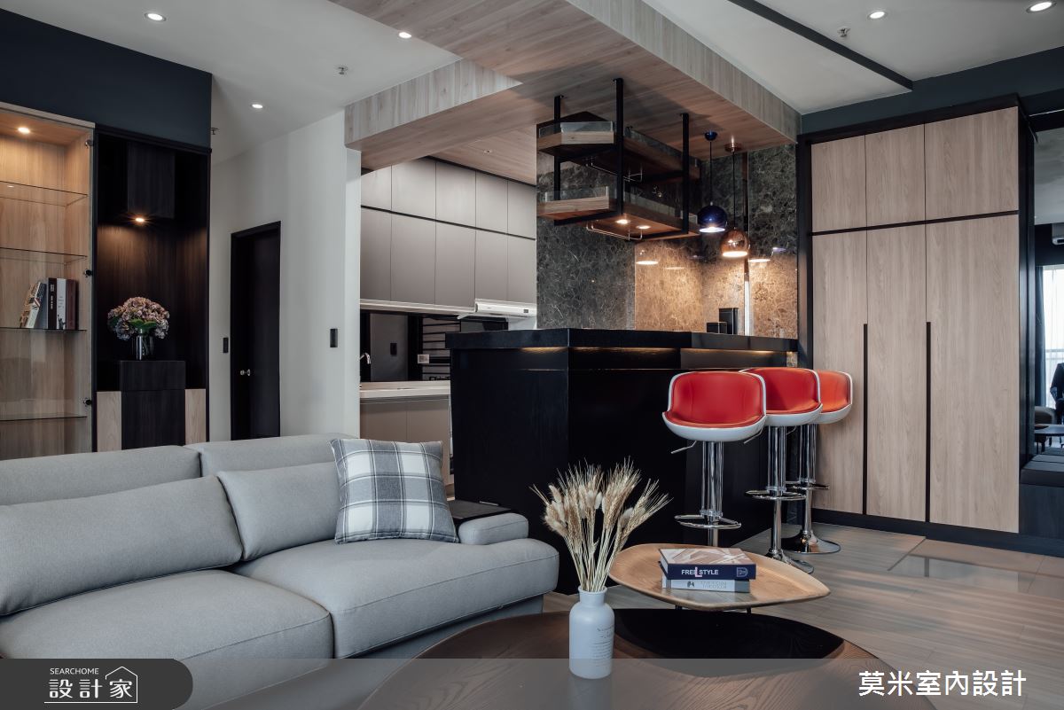 35坪新成屋(5年以下)＿混搭風客廳吧檯案例圖片＿莫米室內設計＿莫米_休閒爵士．明亮藍調之7
