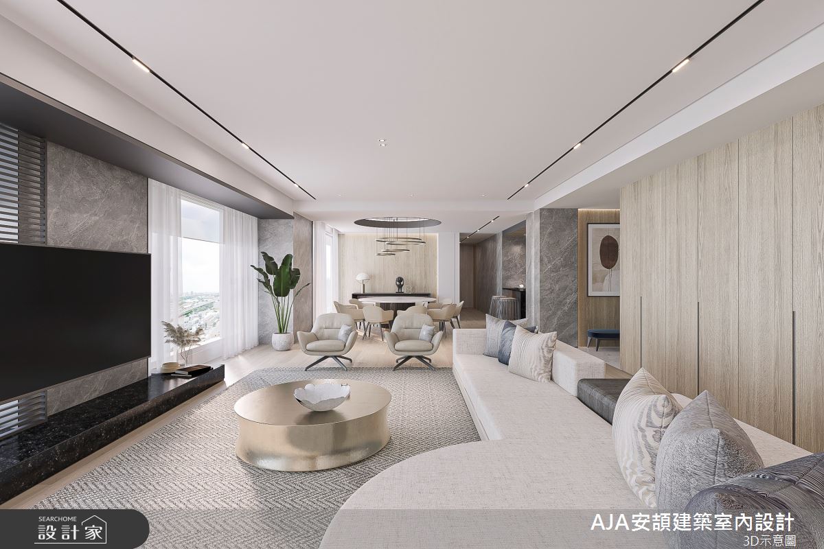 80坪新成屋(5年以下)＿現代風客廳案例圖片＿AJA安頡建築室內設計＿安頡_寶輝 CITY PARK 合併戶之30