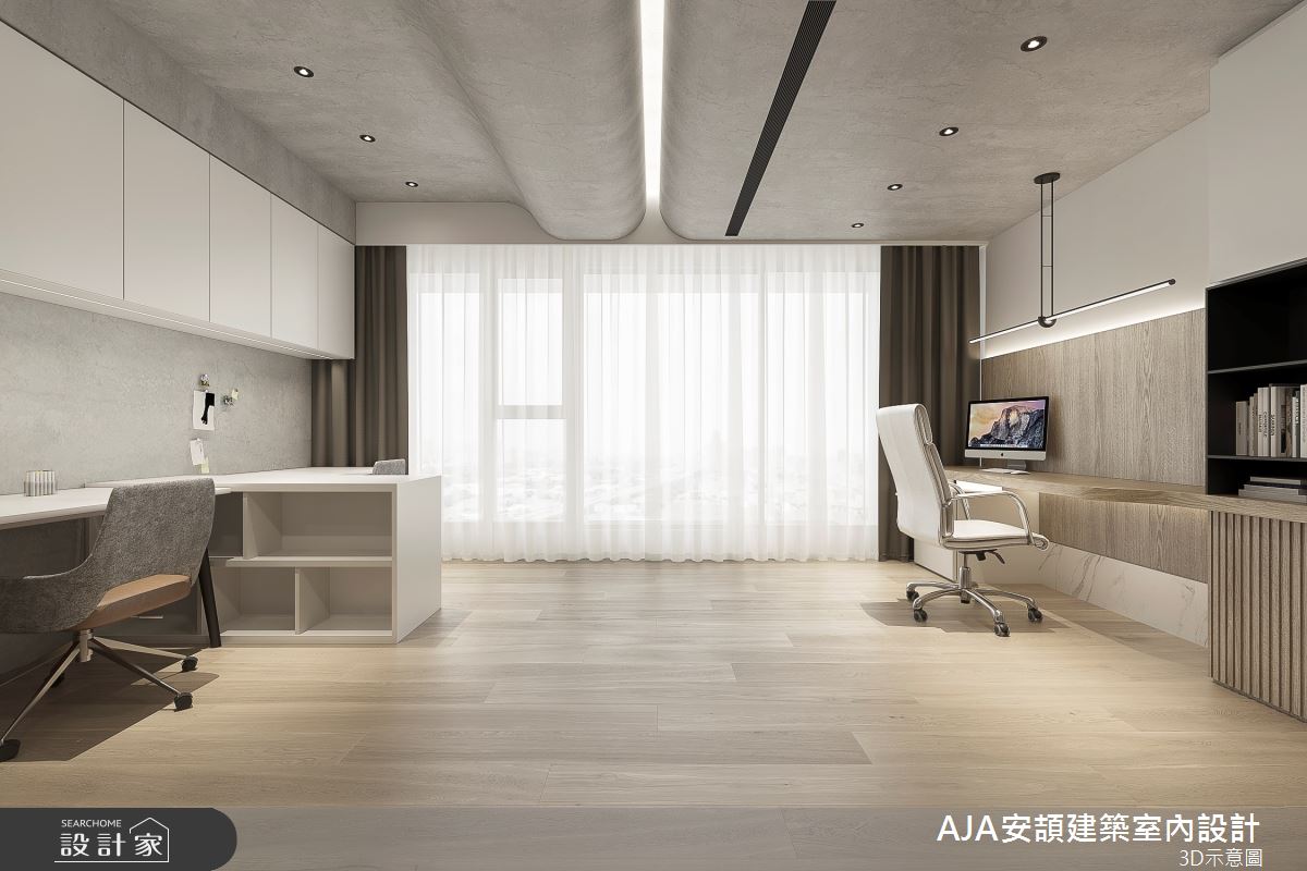 80坪新成屋(5年以下)＿現代風書房案例圖片＿AJA安頡建築室內設計＿安頡_寶輝 CITY PARK 合併戶之34