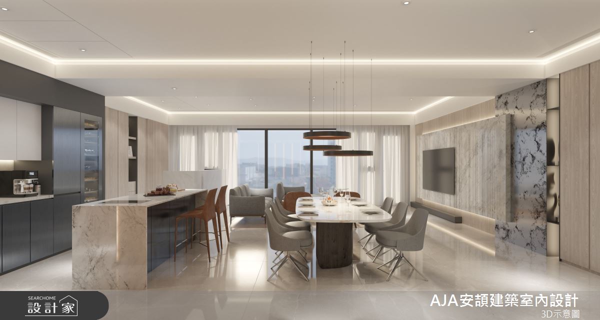 130坪毛胚屋＿現代簡約風客廳餐廳吧檯案例圖片＿AJA安頡建築室內設計＿安頡_新朗日匯 H house之48
