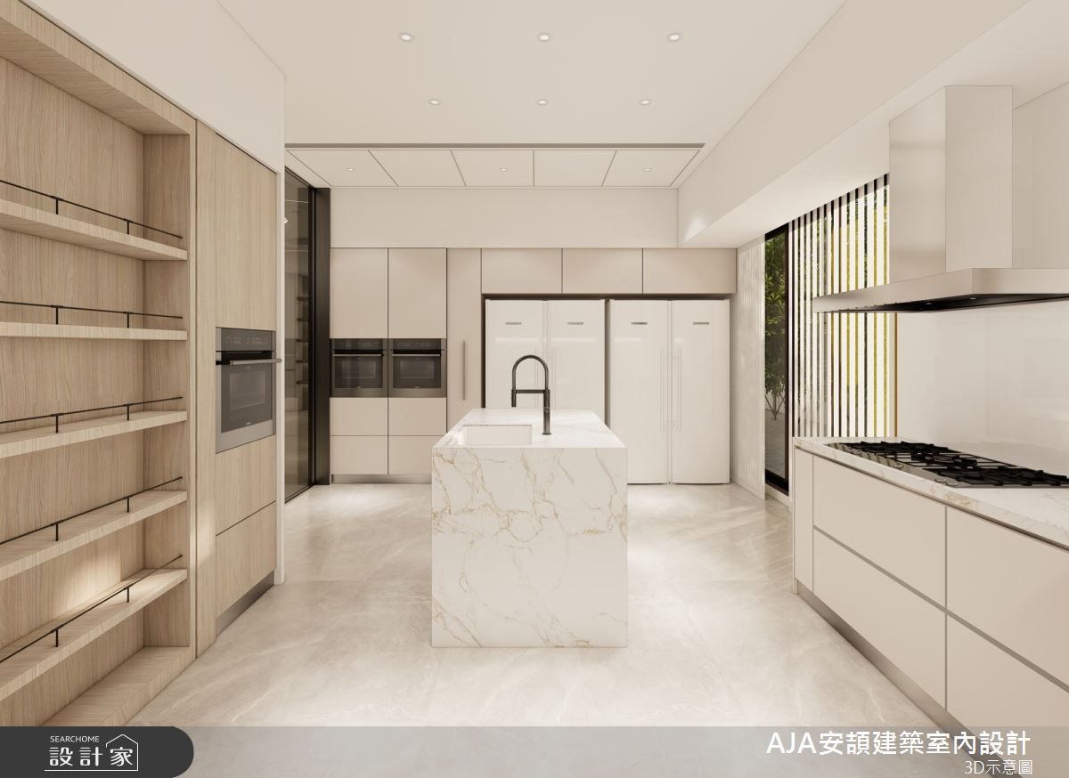300坪毛胚屋＿現代風廚房中島案例圖片＿AJA安頡建築室內設計＿安頡_The Royal Village House|現代奢華透天別墅之46