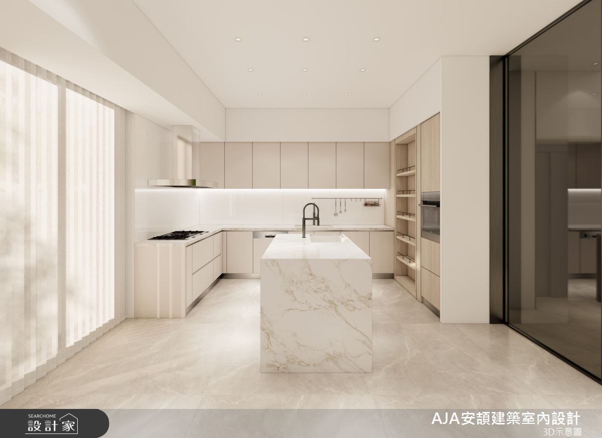 300坪毛胚屋＿現代風廚房中島案例圖片＿AJA安頡建築室內設計＿安頡_The Royal Village House|現代奢華透天別墅之47