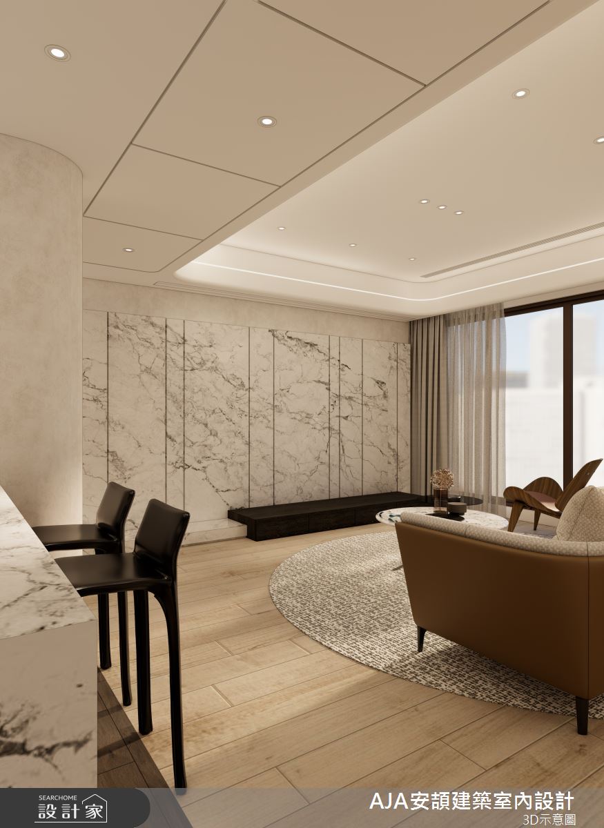 45坪毛胚屋＿現代風客廳案例圖片＿AJA安頡建築室內設計＿安頡_寶輝VILLAGE世紀莊園 The Park |靜觀庭邸之7