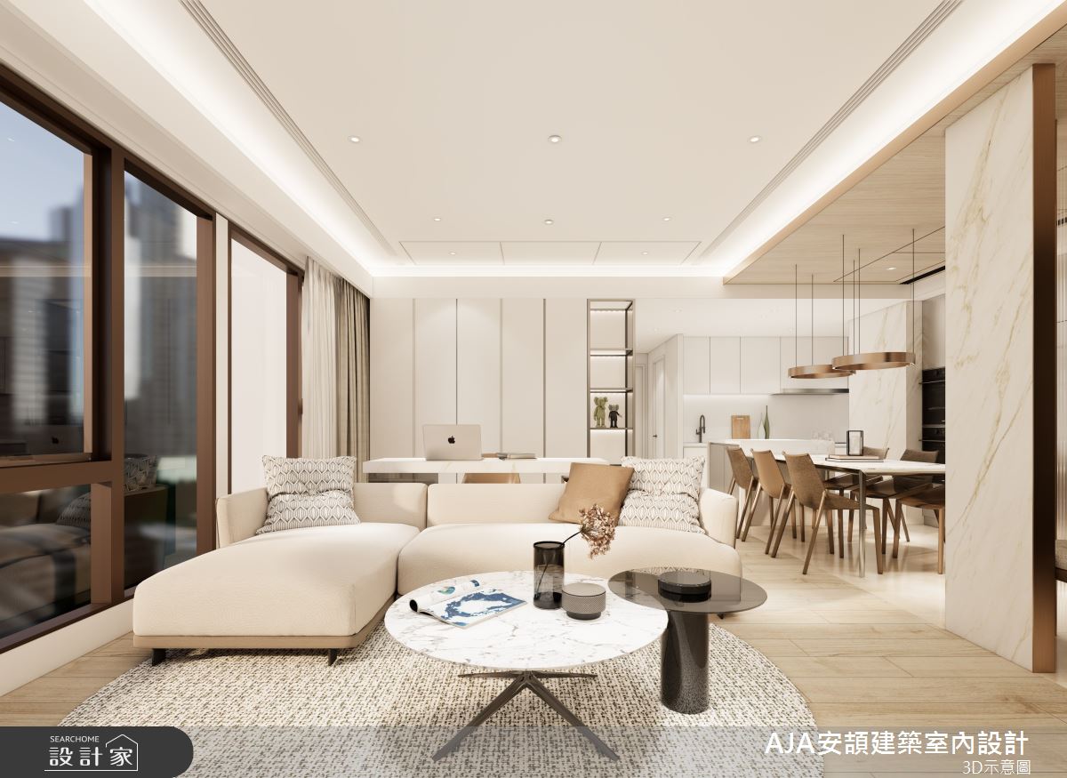 27坪新成屋(5年以下)＿現代風客廳餐廳案例圖片＿AJA安頡建築室內設計＿安頡_寶輝VILLAGE國際莊園 The Garden |浮光私邸之4