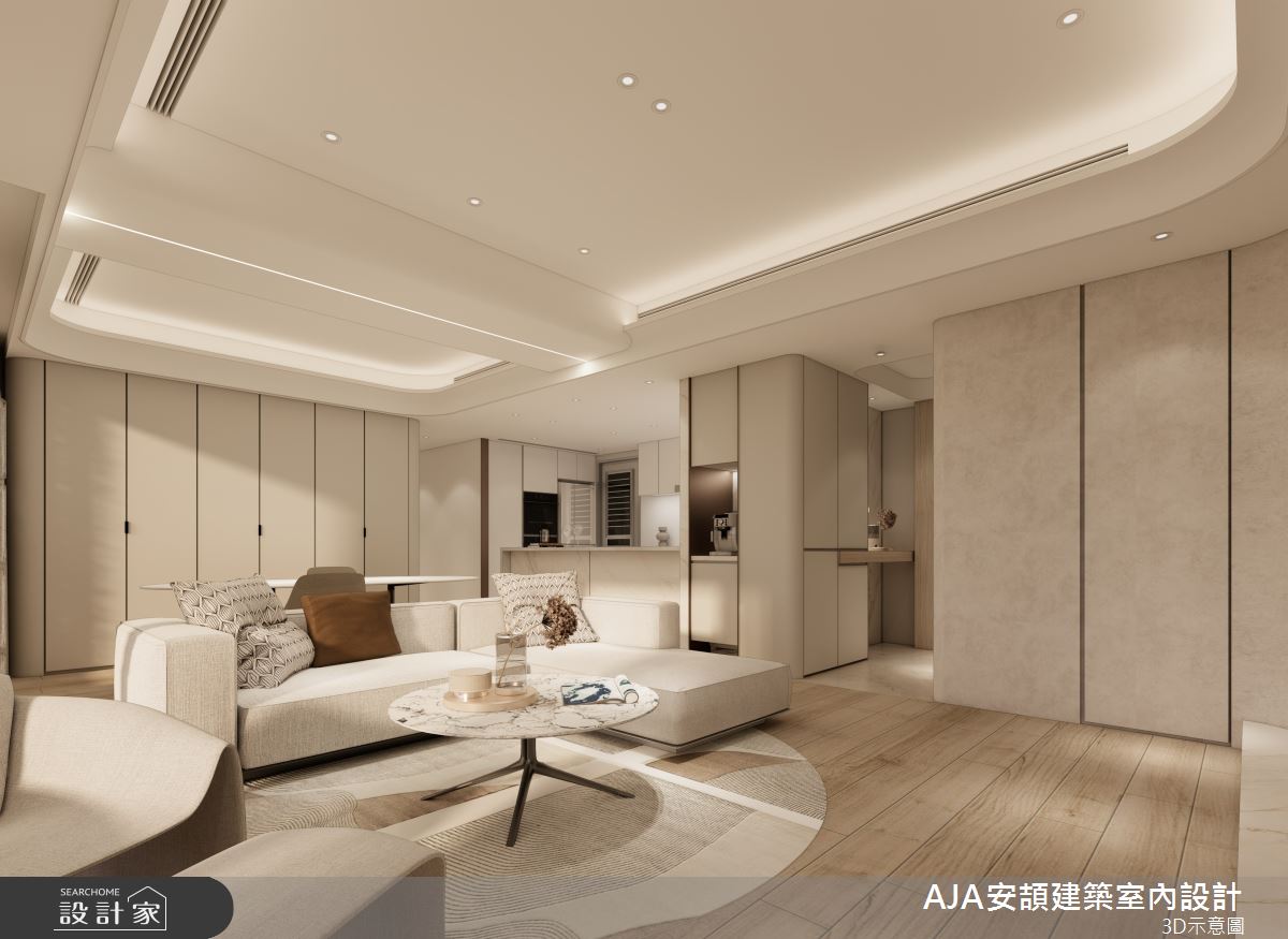 35坪新成屋(5年以下)＿現代風玄關客廳餐廳中島案例圖片＿AJA安頡建築室內設計＿安頡_寶輝citypark之5