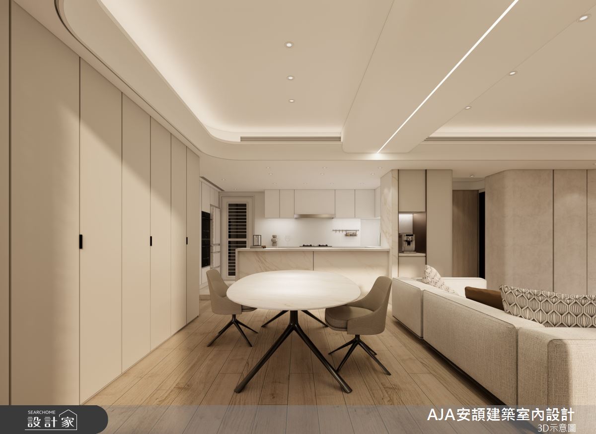 35坪新成屋(5年以下)＿現代風客廳餐廳廚房中島案例圖片＿AJA安頡建築室內設計＿安頡_寶輝citypark之11