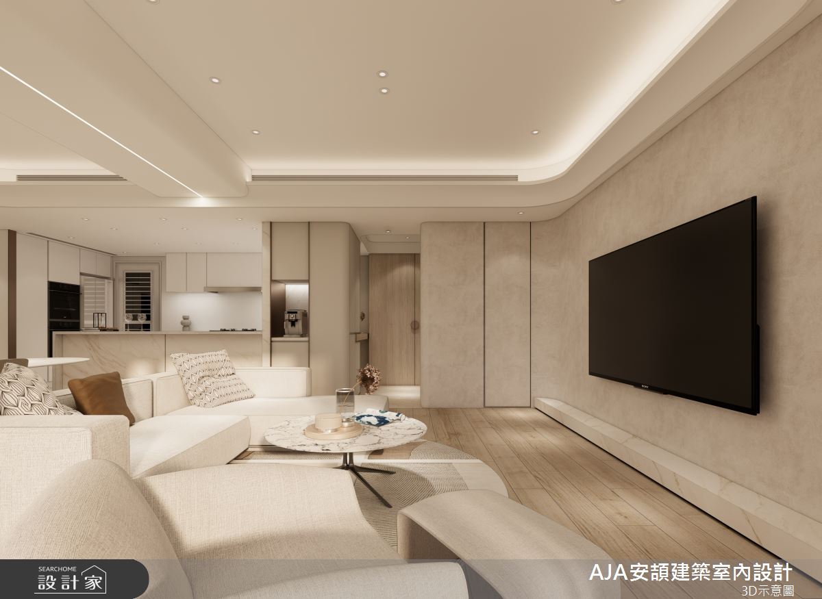 35坪新成屋(5年以下)＿現代風玄關客廳廚房中島案例圖片＿AJA安頡建築室內設計＿安頡_寶輝citypark之13