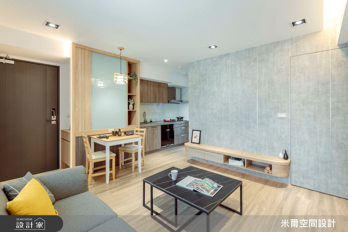 20坪新成屋(5年以下)＿日式風玄關客廳餐廳廚房案例圖片＿米爾空間設計＿米爾_清昕日感_台南北區之7