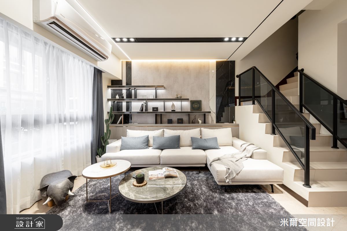 60坪新成屋(5年以下)＿現代風客廳樓梯案例圖片＿米爾空間設計＿米爾_交織心玄_台中龍井之8