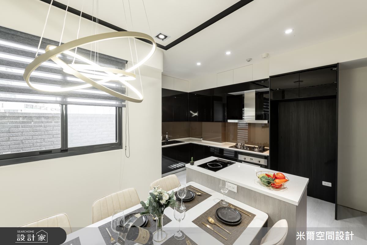 60坪新成屋(5年以下)＿現代風餐廳廚房中島案例圖片＿米爾空間設計＿米爾_交織心玄_台中龍井之21