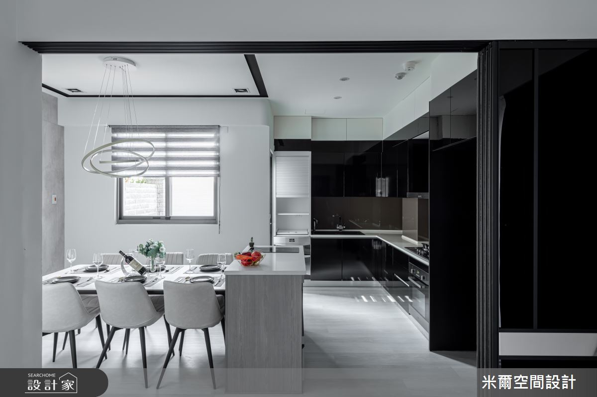 60坪新成屋(5年以下)＿現代風餐廳廚房中島案例圖片＿米爾空間設計＿米爾_交織心玄_台中龍井之16