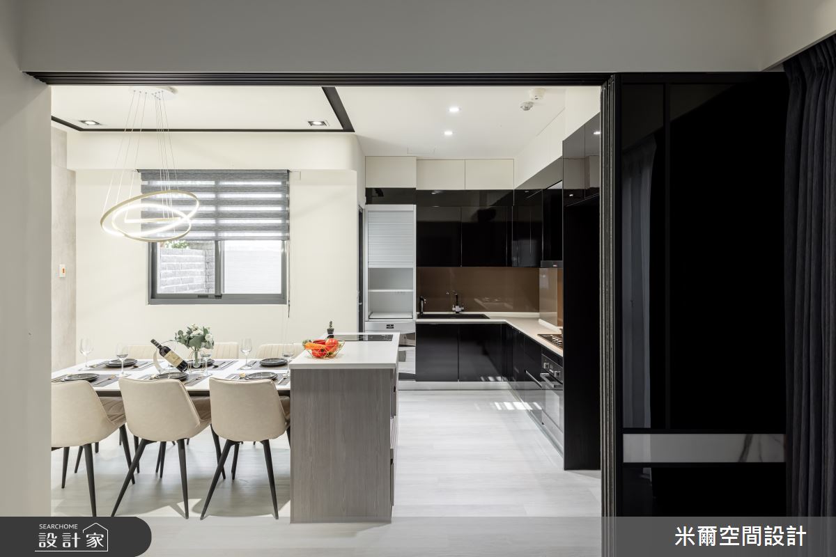 60坪新成屋(5年以下)＿現代風餐廳廚房中島案例圖片＿米爾空間設計＿米爾_交織心玄_台中龍井之17