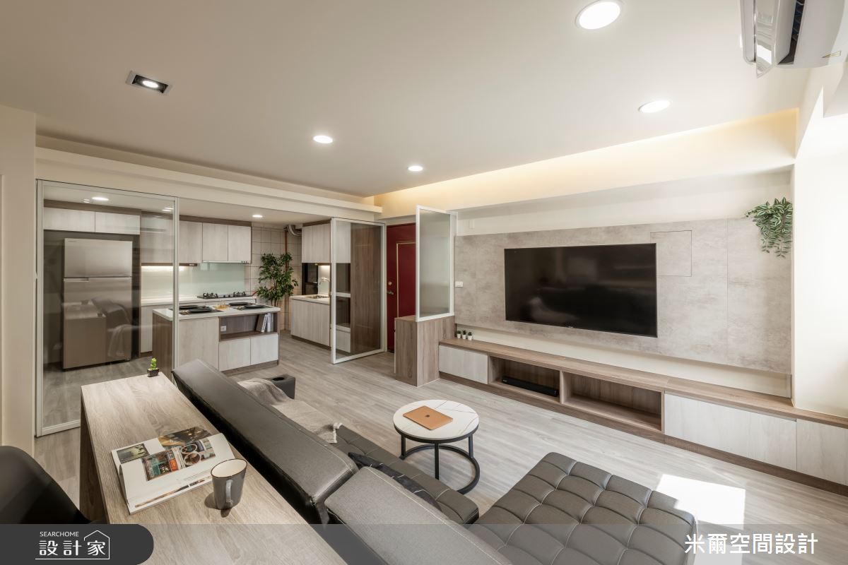 25坪中古屋(5~15年)＿北歐風客廳廚房書房中島案例圖片＿米爾空間設計＿米爾_簡約烙印_桃園楊梅之4