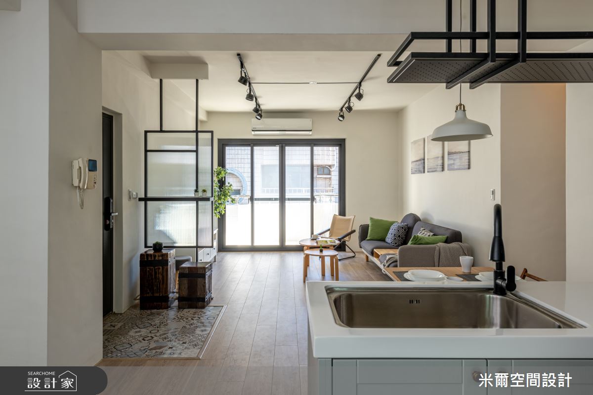 28坪中古屋(5~15年)＿鄉村風客廳餐廳中島案例圖片＿米爾空間設計＿米爾_仿美鄉村_新竹東區之1