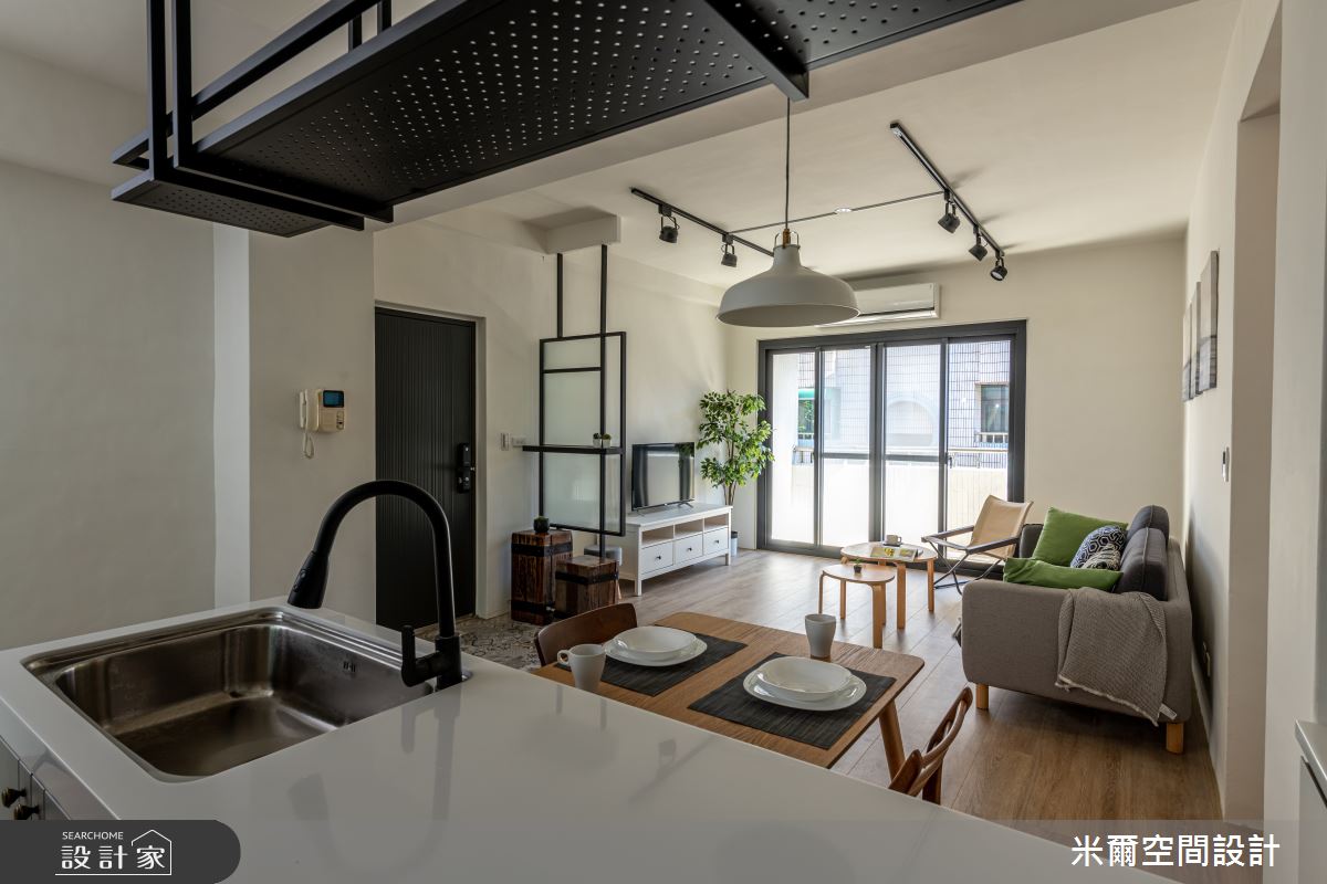 28坪中古屋(5~15年)＿鄉村風客廳餐廳中島案例圖片＿米爾空間設計＿米爾_仿美鄉村_新竹東區之4