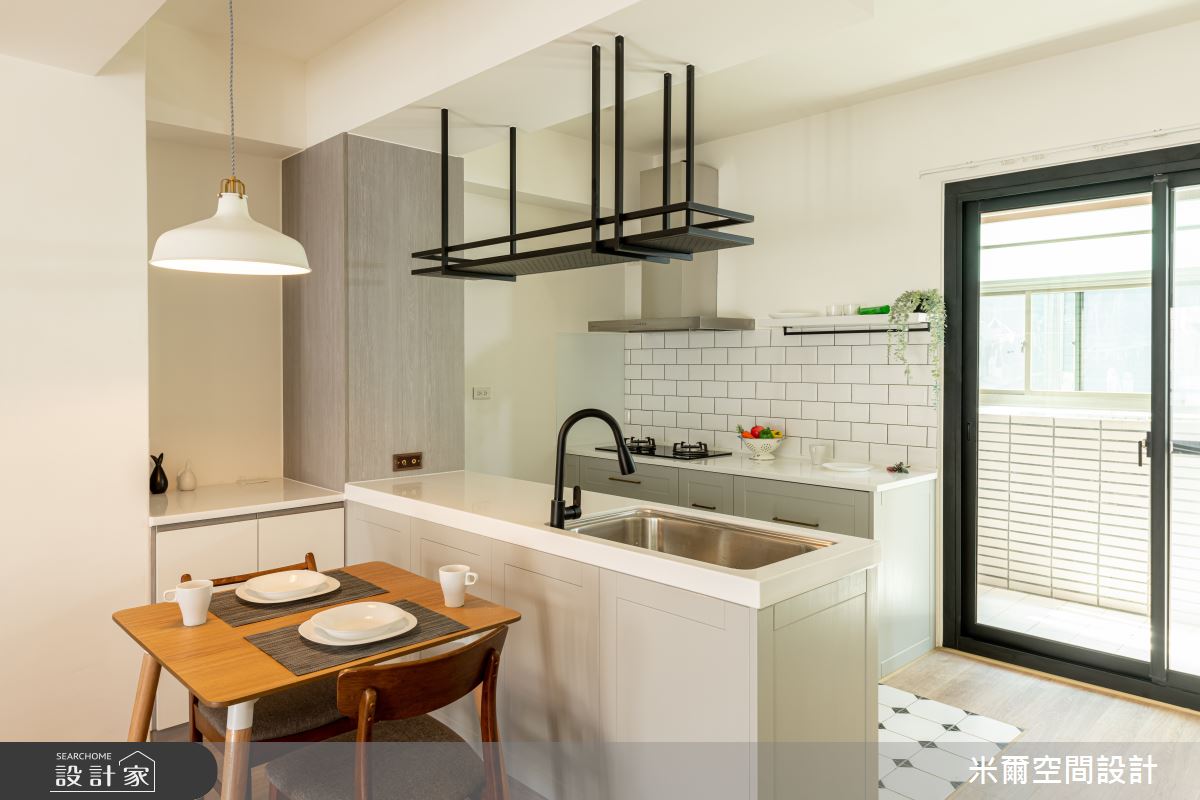 28坪中古屋(5~15年)＿鄉村風餐廳廚房中島案例圖片＿米爾空間設計＿米爾_仿美鄉村_新竹東區之14