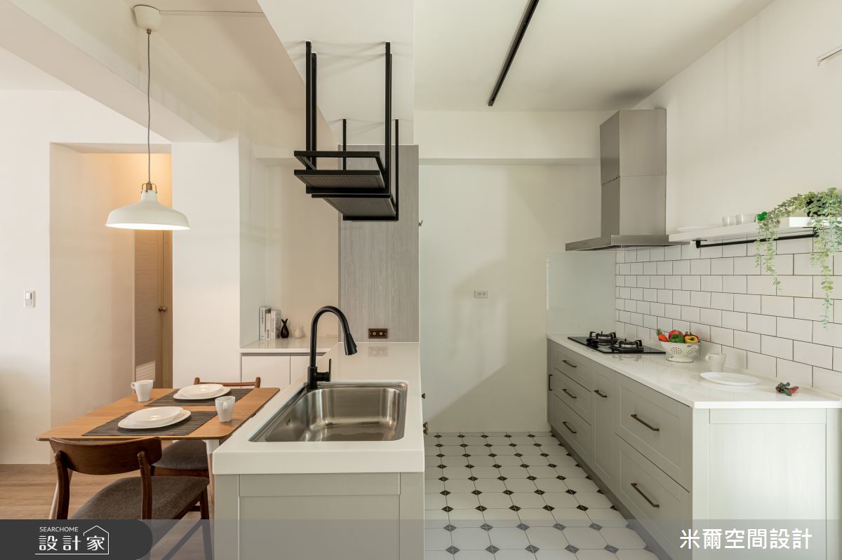 28坪中古屋(5~15年)＿鄉村風餐廳廚房中島案例圖片＿米爾空間設計＿米爾_仿美鄉村_新竹東區之17