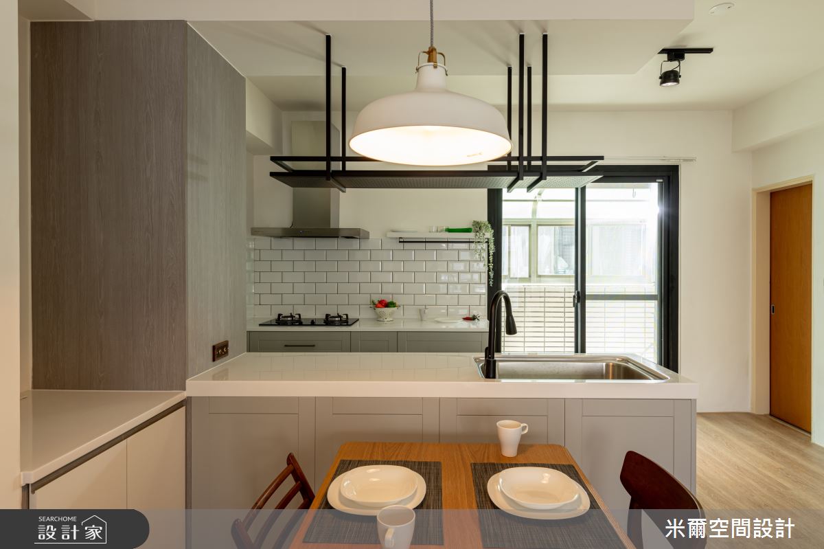 28坪中古屋(5~15年)＿鄉村風餐廳廚房中島案例圖片＿米爾空間設計＿米爾_仿美鄉村_新竹東區之15