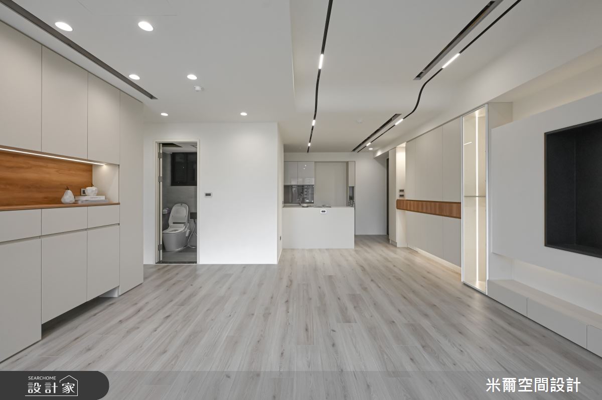 25坪新成屋(5年以下)＿奶油風玄關客廳餐廳廚房浴室中島案例圖片＿米爾空間設計＿米爾_春福賦格_新竹香山之1