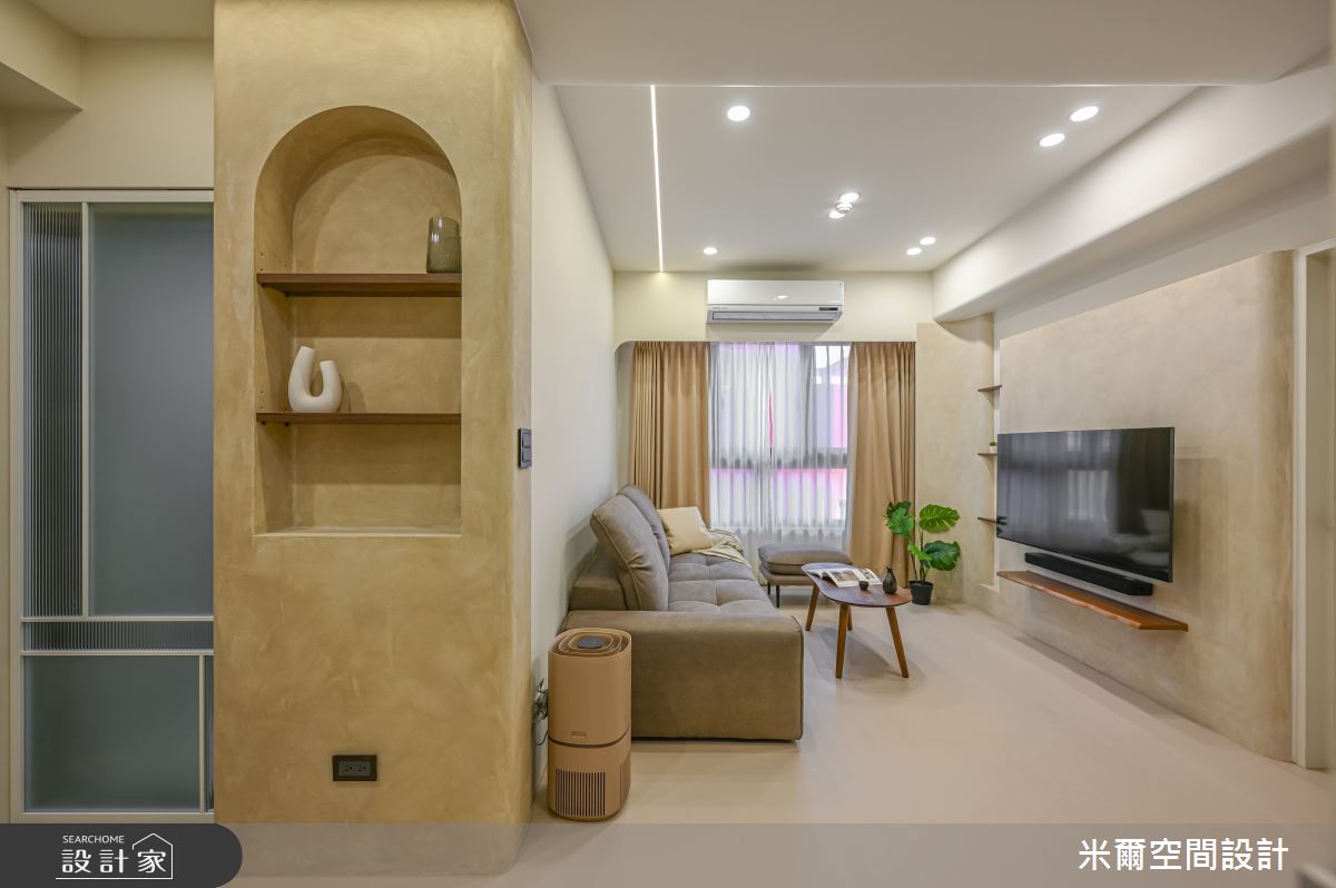 18坪新成屋(5年以下)＿奶茶風客廳案例圖片＿米爾空間設計＿米爾_新竹悅佳川青_新竹北區之11